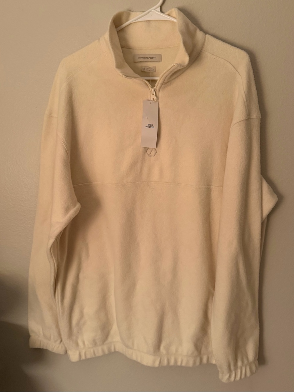 Urban Outfitters Ivory Fleece Quarter-Zip Men’s S Fall  Sweater